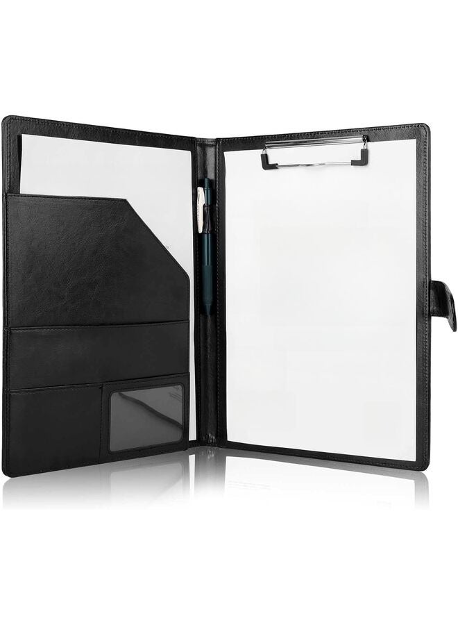 LAMAY Portfolio Folder Binder -Faux Leather Portfolio Folder with Cover for A4 Notepad Holder, Business Portfolio for Resume, Legal Pad, Interview, Letter-size Padfolio for Women/Men,Black - Image 1